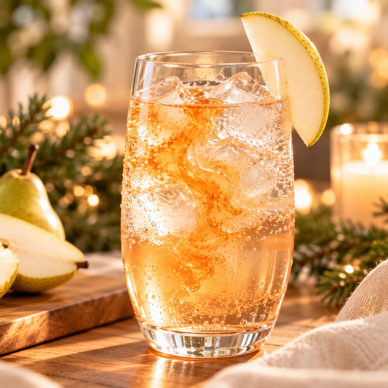 Sparkling water with a splash of fruit balsamic