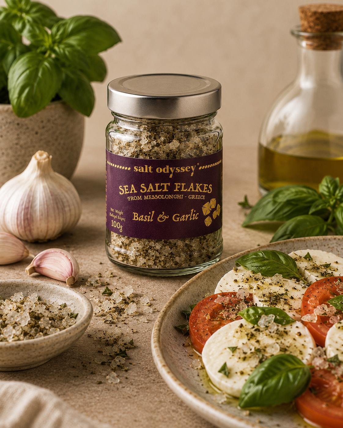 Salt Odyssey Sea Salt Flakes — Basil & Garlic