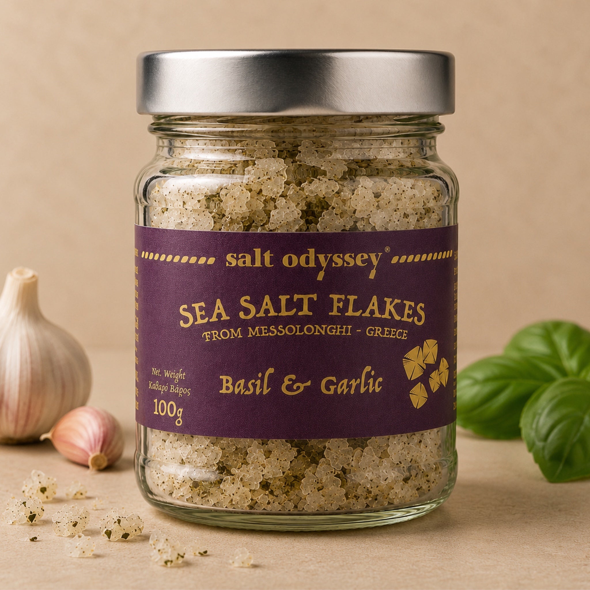 Salt Odyssey Sea Salt Flakes — Basil & Garlic