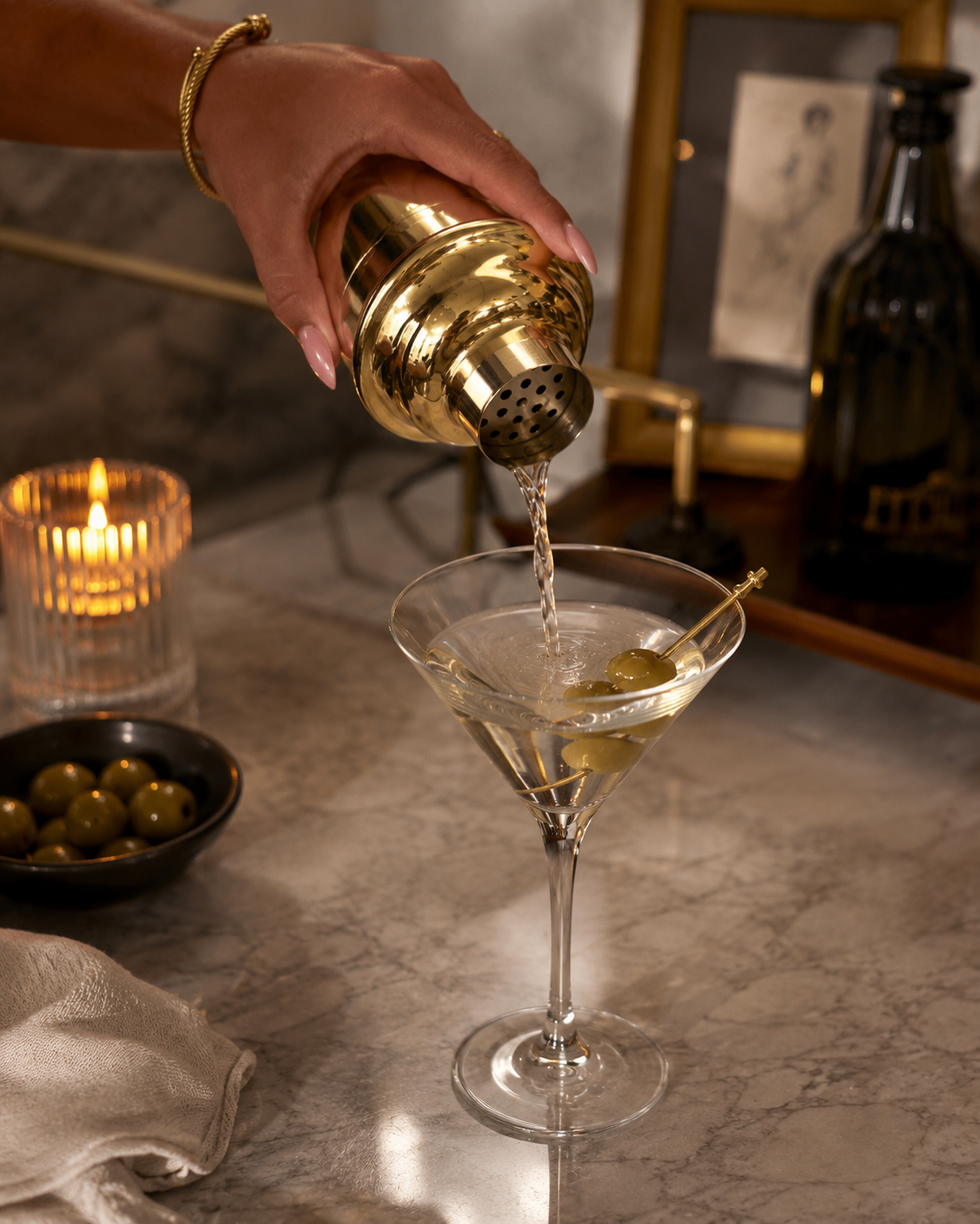 Golden Olive Cocktail Shaker
