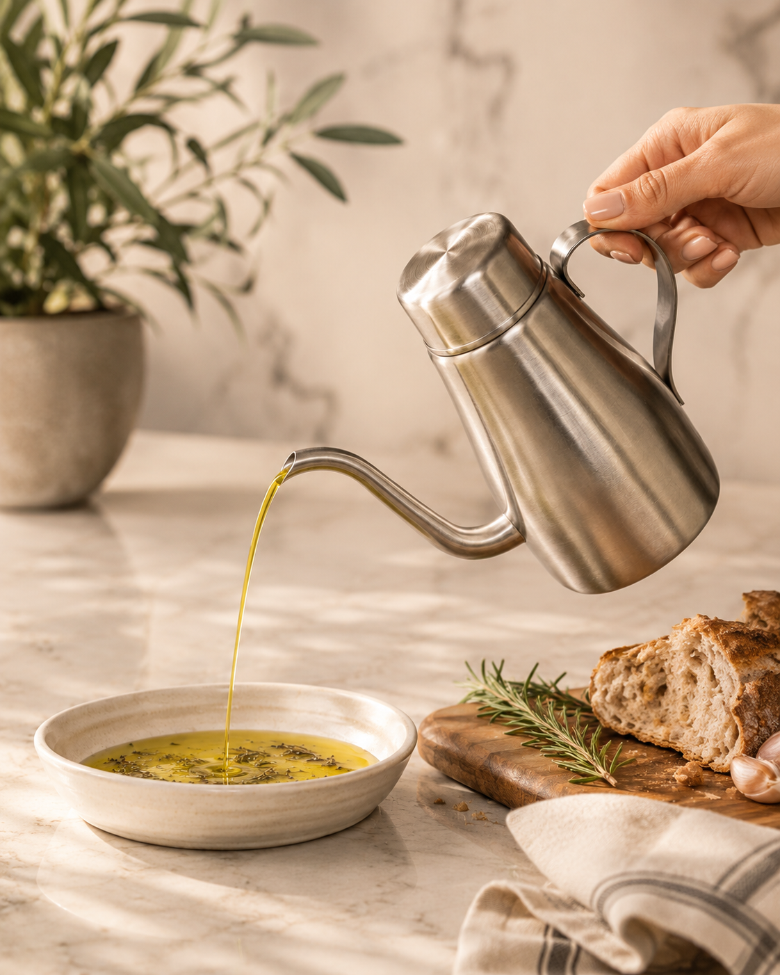 The Everyday Pour — Stainless Steel Oil Can