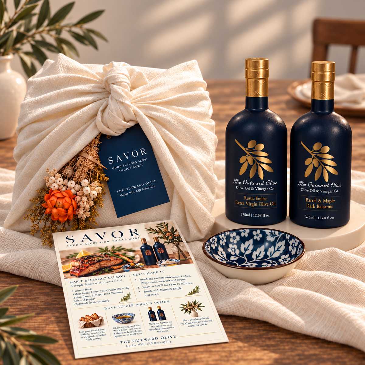 Savor gift set wrapped beside the open set